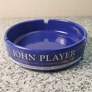 Vintage Wade John Player King Size‎ Ashtray Cobalt Blue Irish Government Warning